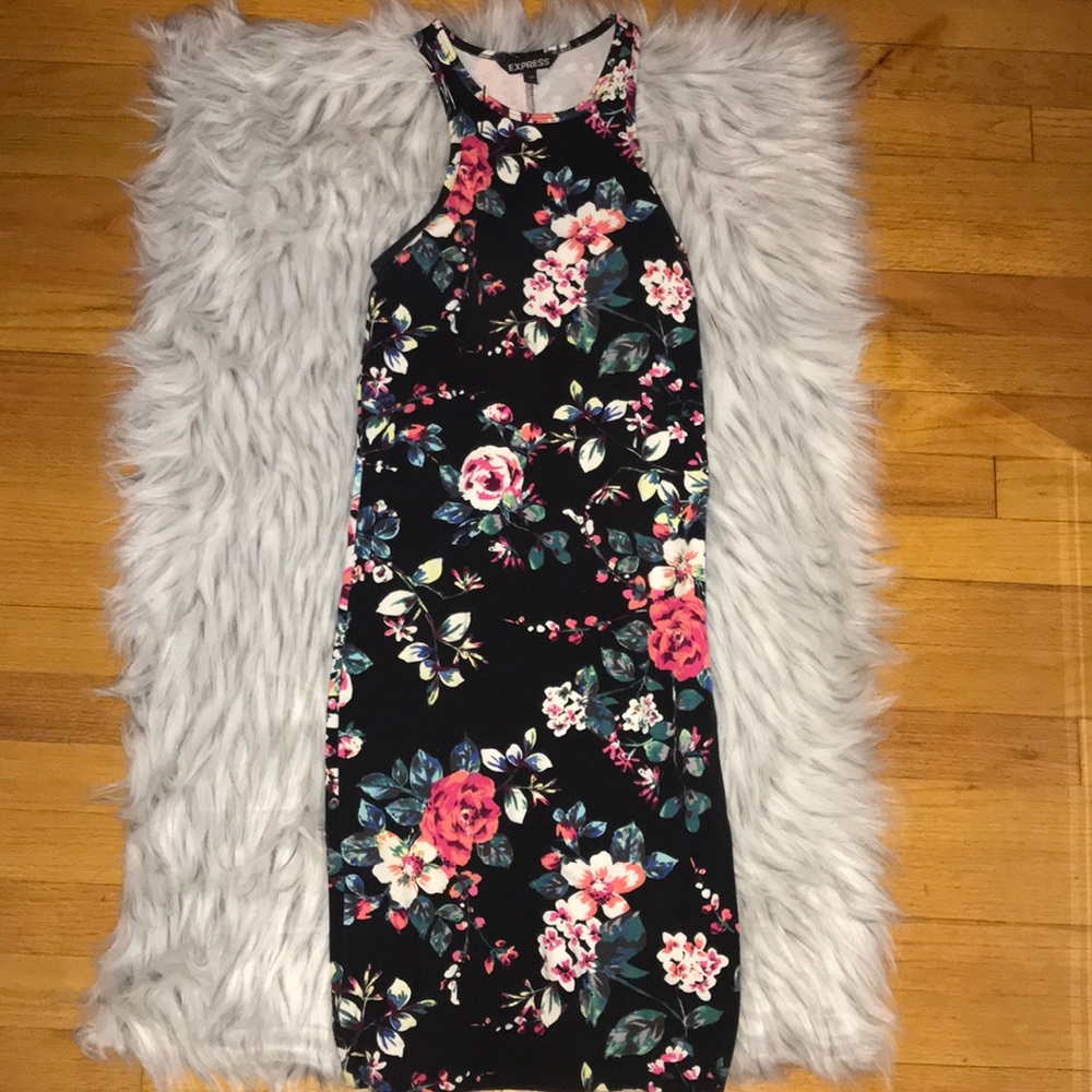 Express floral dress tight fitted